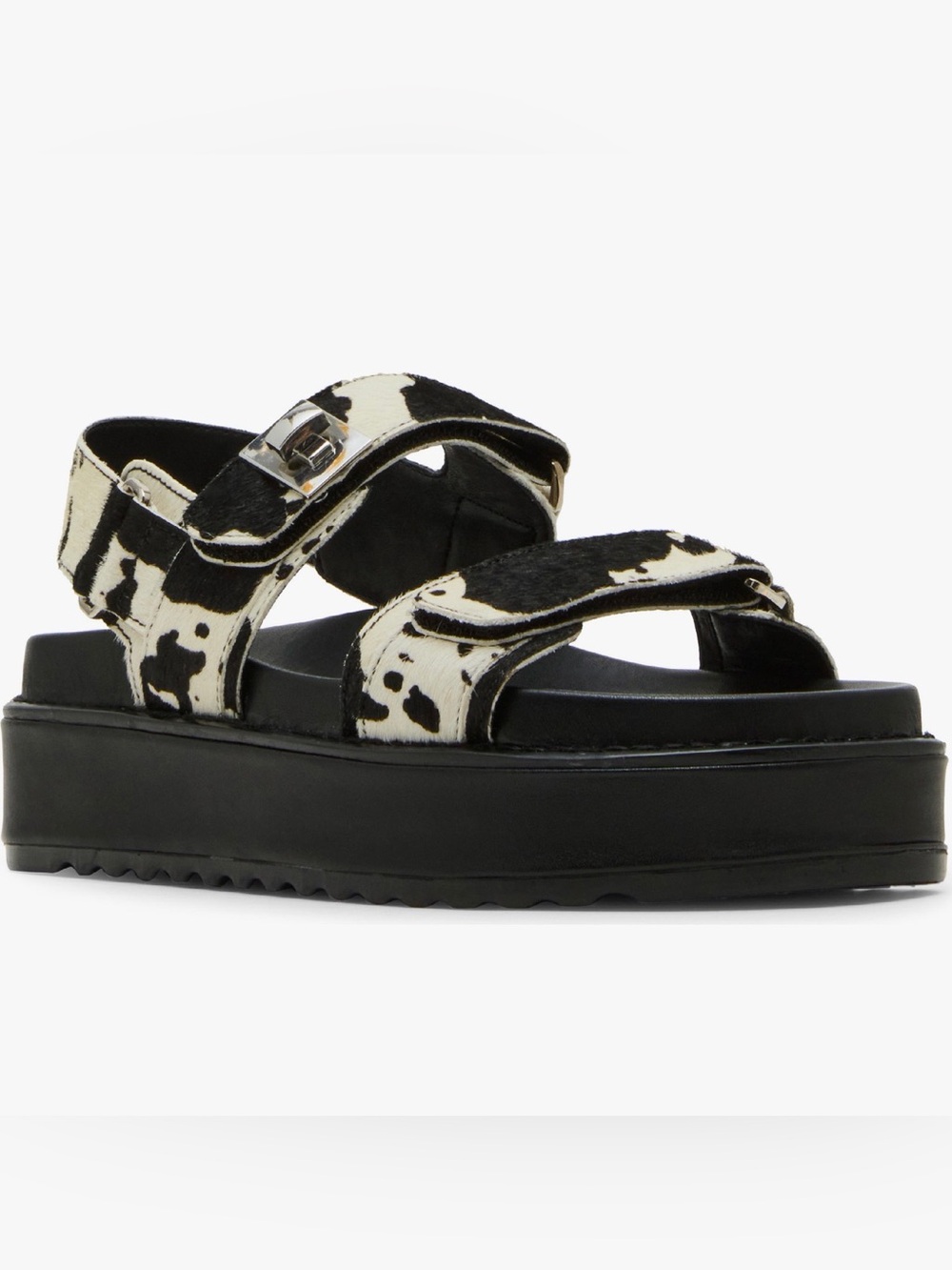 Steve Madden Black and White Cowhide Platform Sandal